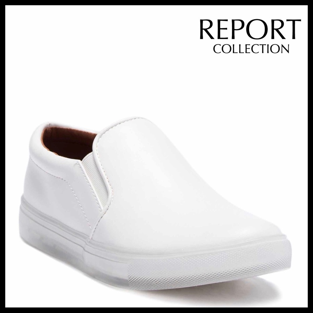WHITE PLATFORM SLIP ON LOW TOPS SNEAKERS A2C - Picture 1 of 8